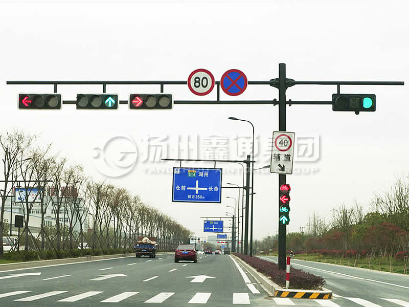 XHDG-056，F(xiàn)型雙臂信號燈桿，杭州信號燈桿